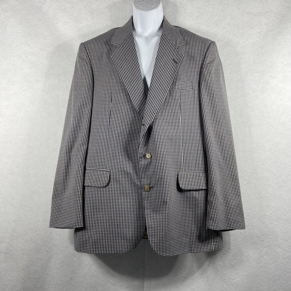 Vintage Orvis Jacket Mens 42L Blue Gray Sport Coat Cotton Check Made In USA